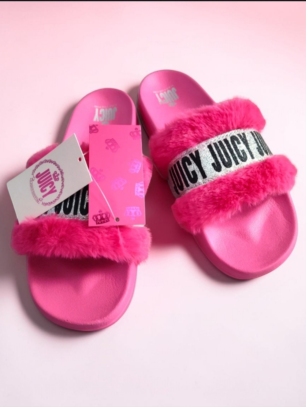 🆕️ Juicy Couture J-Wake Bright Pink Slides Womens 11
